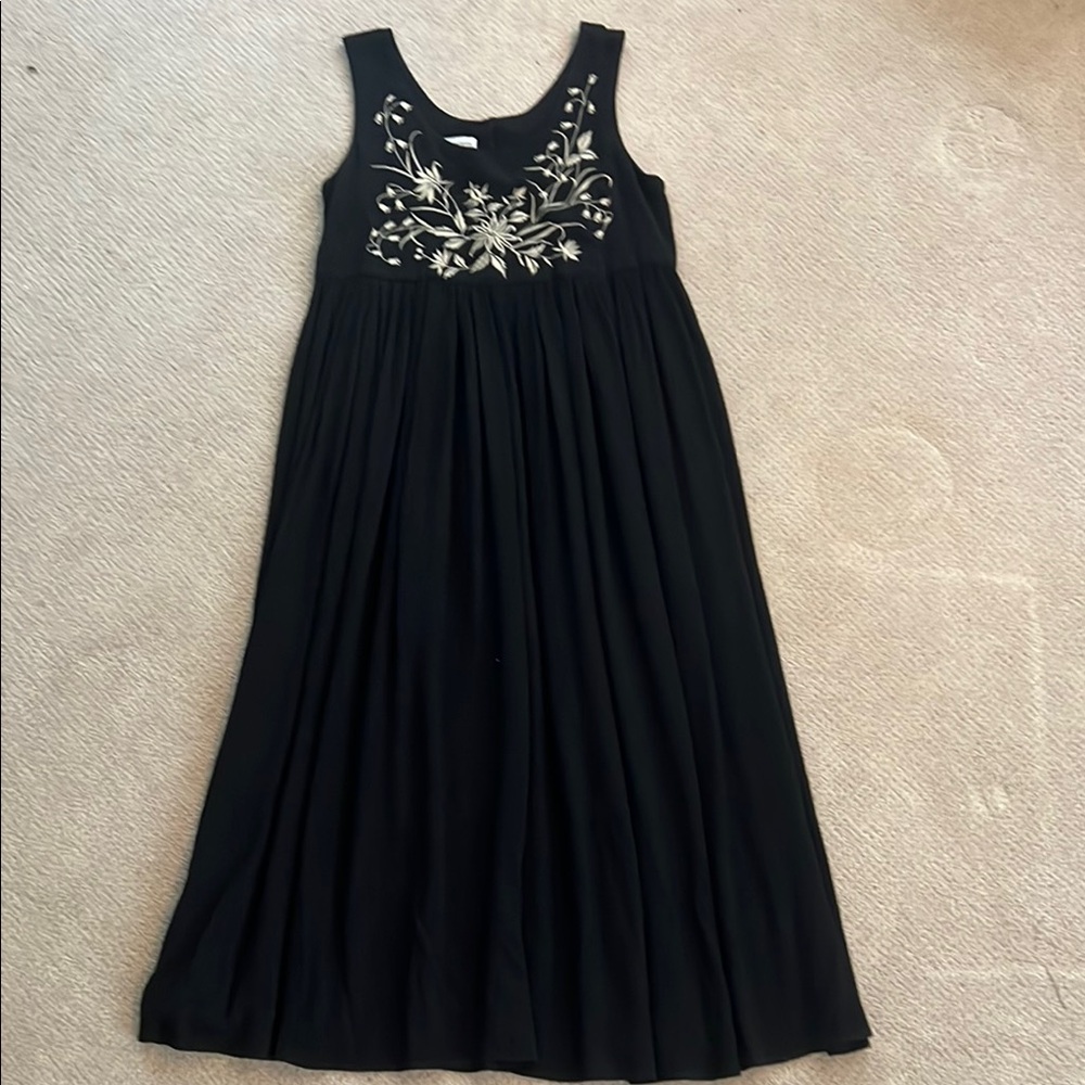Elegant Black Floral Kids Dress